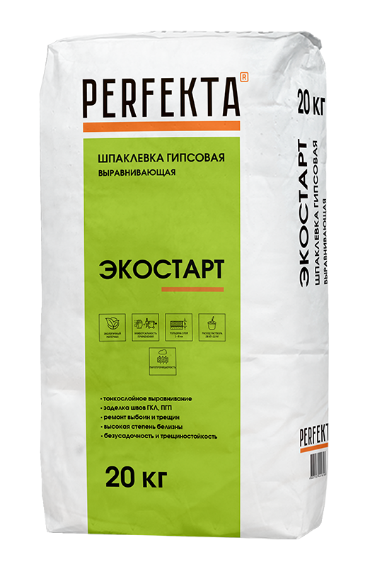 Шпаклевка гипсовая выравнивающая Экостарт, 20 кг