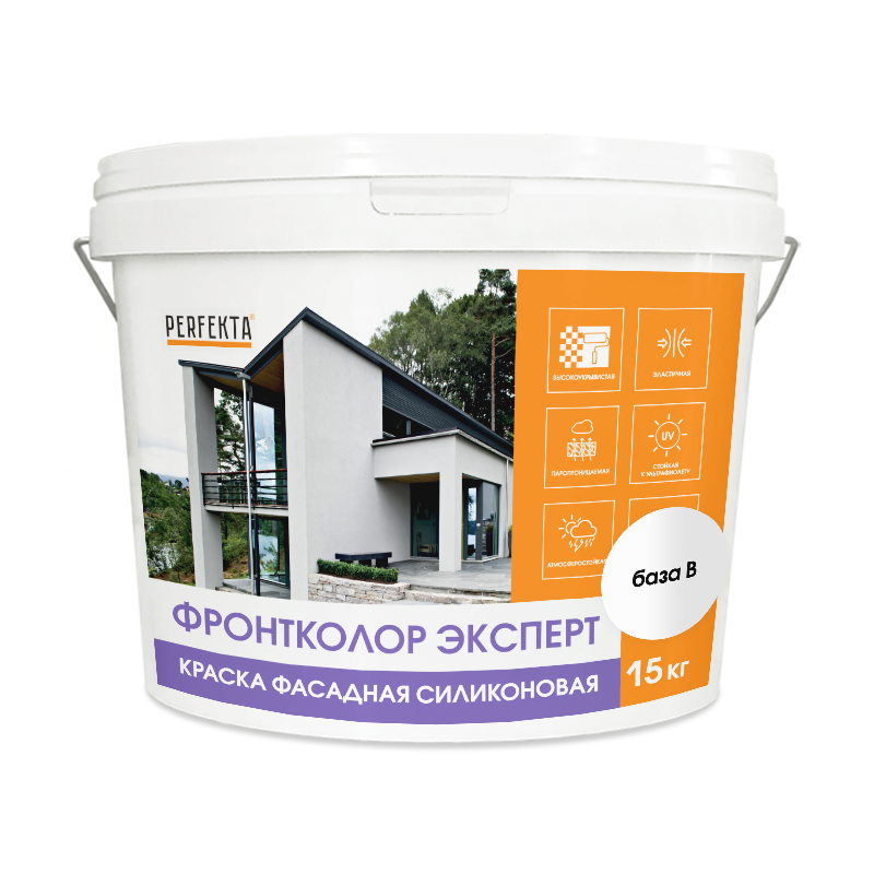 Краска фасадная силиконовая Фронтколор Эксперт база B, 15 кг