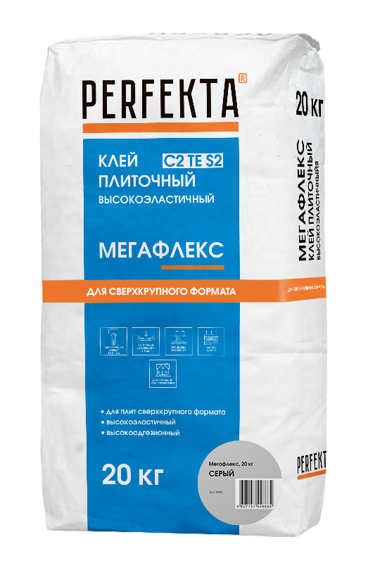 Клей для укладки крупноформатных плит высокоэластичный Мегафлекс C2 TE S2 серый, 20 кг